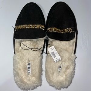 Brand new black mules